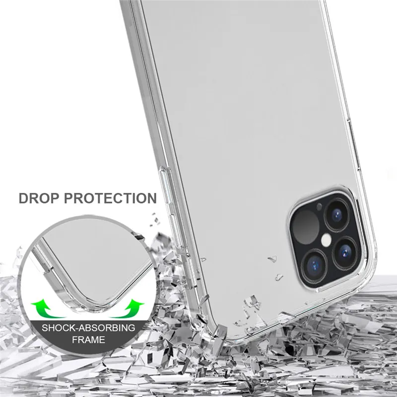 For iphone 15 pro hard clear phone case Hybrid Hard PC and Soft TPU Frame Transparent Slim Armor Shockproof Protection Cover Compatible 11 12 13 14 Pro Max XR 6 7 8Plus SE