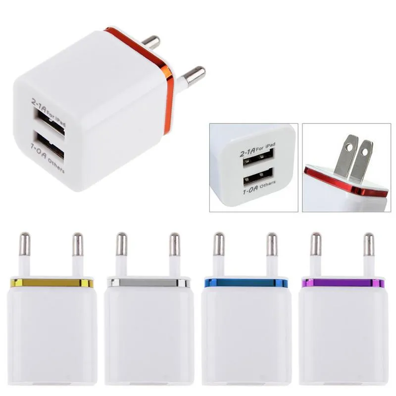 Quick Charge Dual Usb Ports Eu US Ac home Wall Charger Power Adapter For Samsung Galaxy s6 s7 s8 s10 note 10 htc lg android phone