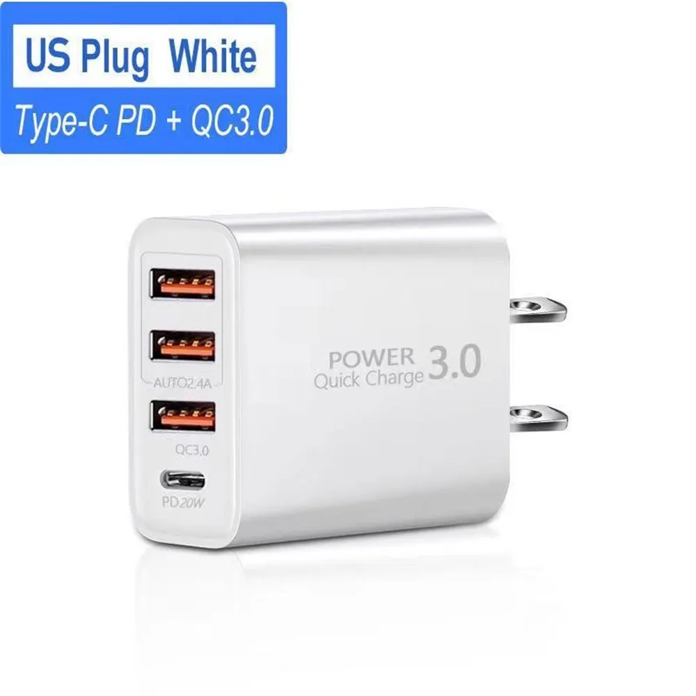 High Speed Quick Charging PD USB C Wall Charger 4 Ports Type c Power Adapter Eu US Plugs For IPhone 12 13 14 15 pro max Samsung S22 S23 Huawei htc lg With Box