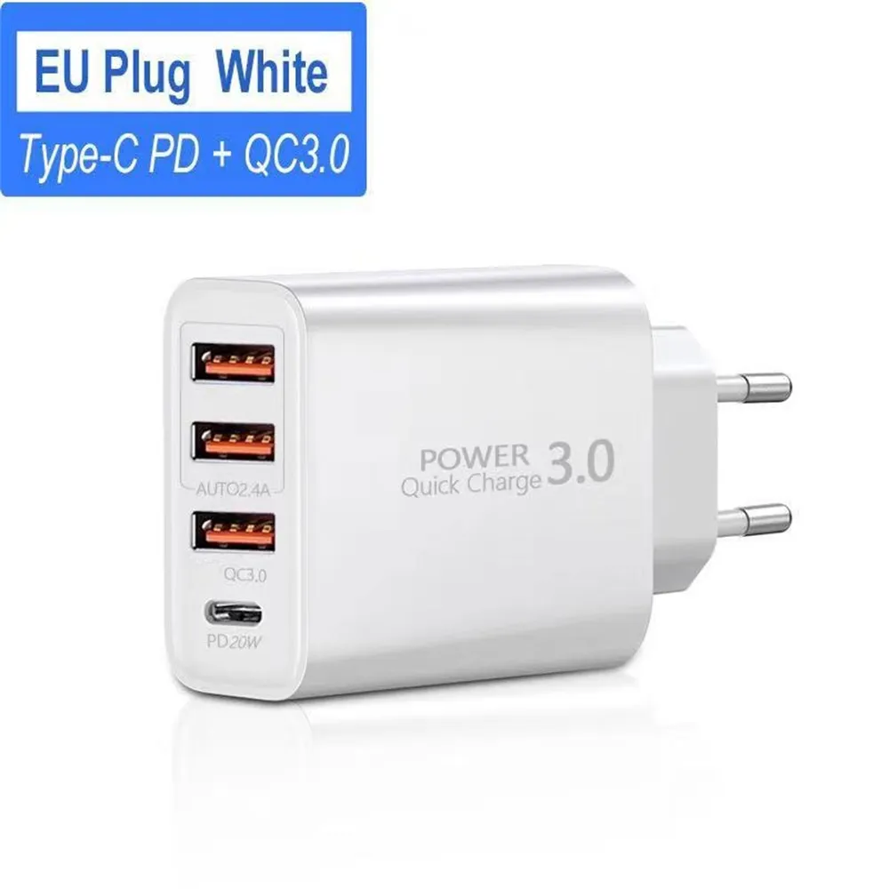 High Speed Quick Charging PD USB C Wall Charger 4 Ports Type c Power Adapter Eu US Plugs For IPhone 12 13 14 15 pro max Samsung S22 S23 Huawei htc lg With Box