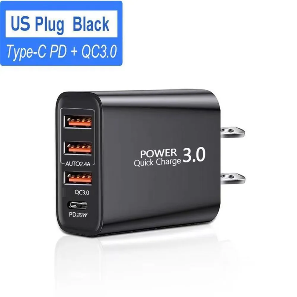 High Speed Quick Charging PD USB C Wall Charger 4 Ports Type c Power Adapter Eu US Plugs For IPhone 12 13 14 15 pro max Samsung S22 S23 Huawei htc lg With Box