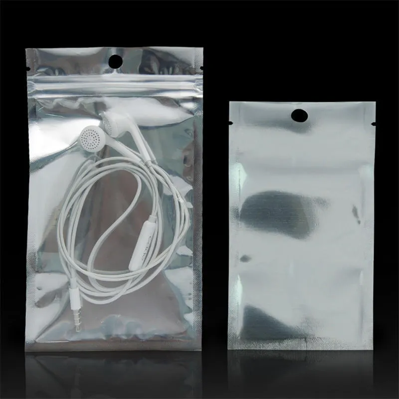 Aluminum Foil Plastic Zip Lock Bags Clear Resealable Mylar Zipper Packages Pouch For Electronic Accessorie Mobile Phone Case Cable Battery Anything Retail Packing