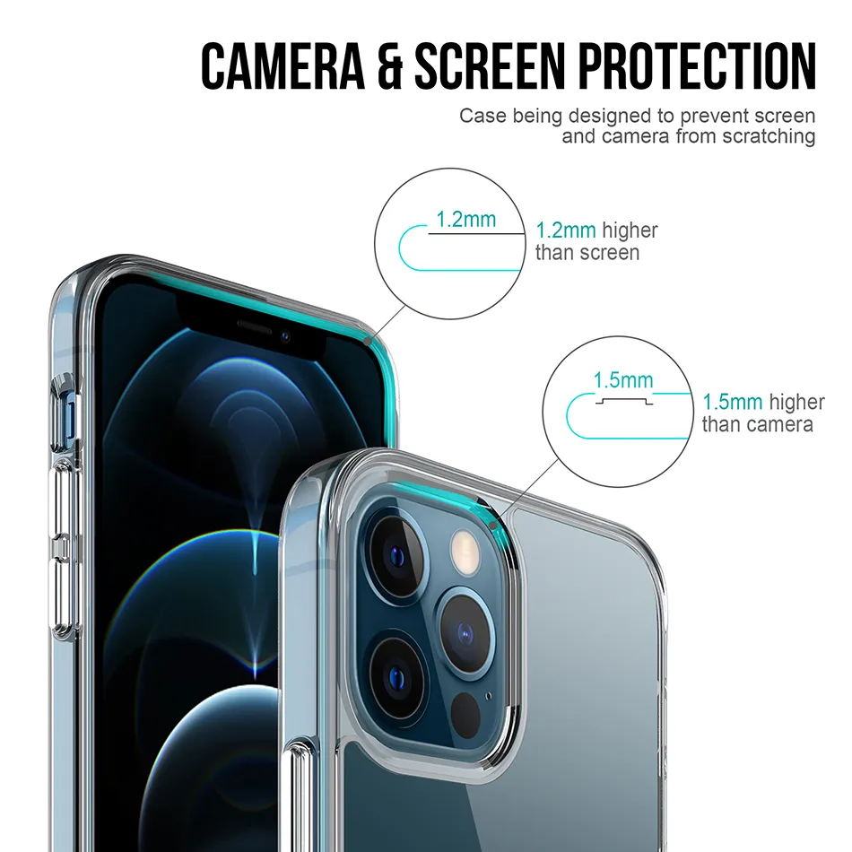 Premium Space Transparent Rugged Clear TPU PC Shockproof Phone Cases for iPhone 16 15 14 13 12 11 Pro Max XR XS 7 8 Plus With packing Original Quality