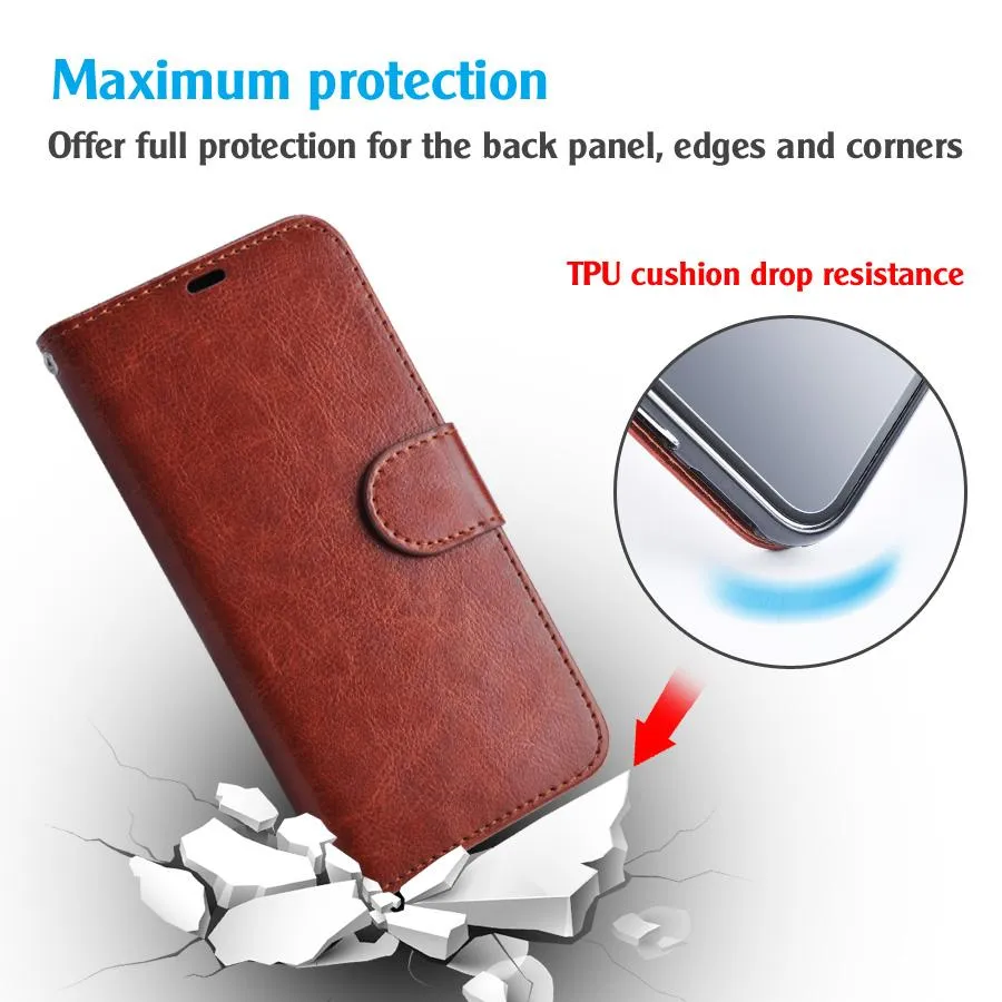 For iPhone 11 Pro Max XS MAX XR luxury PU leather Phone Case Shockproof Soft Transparent Back Cover For Samsung Note10 S10 Plus