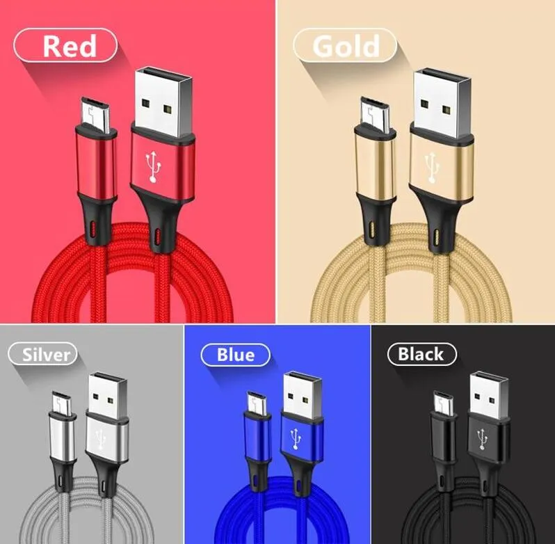 flexible usb cable high tensile 2a charging data nylon braided type c micro usb cable cord for samsung huawei charger sync cables