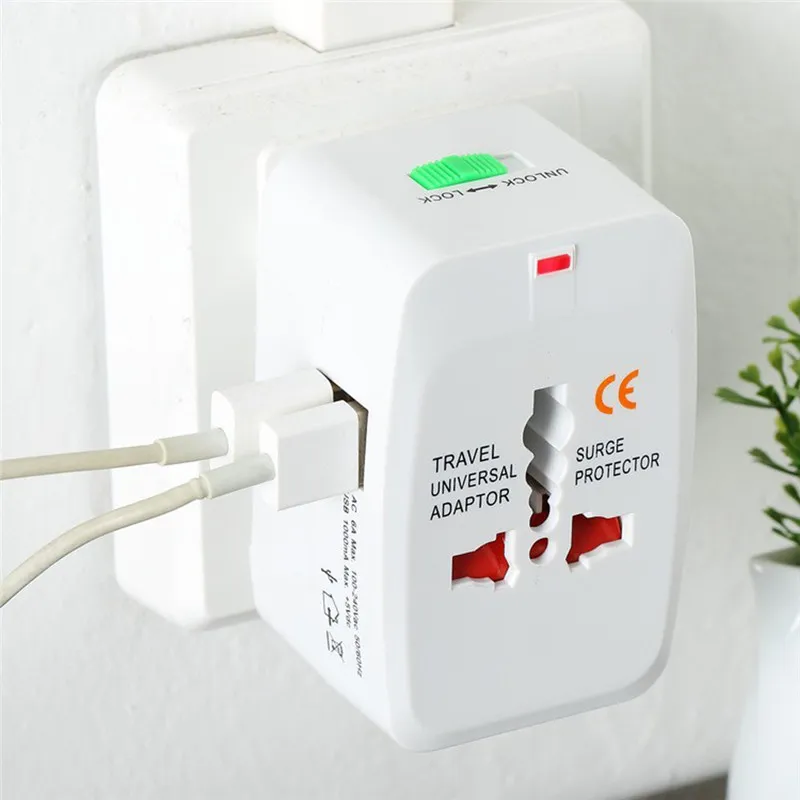 all in one universal global international plug adapter 2 usb port world travel ac power charger adaptor with au us uk eu plug retail box