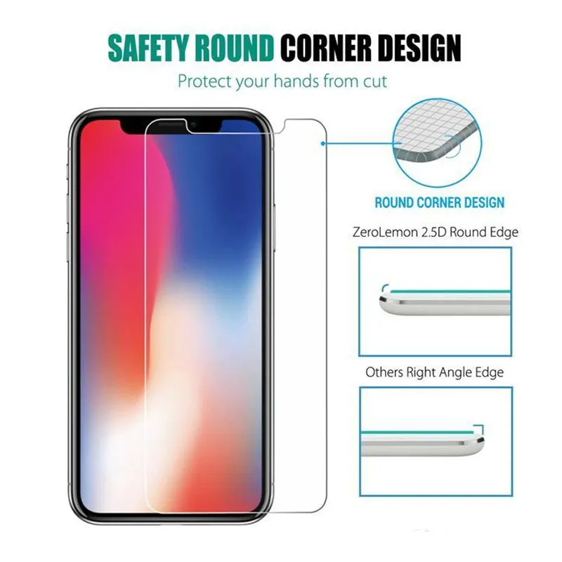 Screen Protector for iPhone 16 15 14 13 12 Pro Max XS Max XR Tempered Glass for samsung LG stylo 5 Moto Protector Film 0.33mm with Paper Box