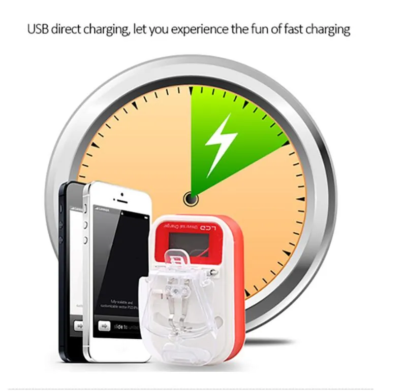 Universal Battery USB Charger With LCD Indicator Screen US Plug Charging Adapter For Android Smart Cell Phones Battery