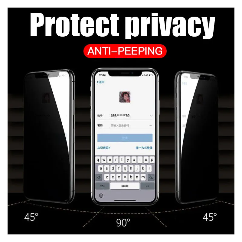 Privacy temper glass full cover screen protector for iPhone 13 pro max x xs xr