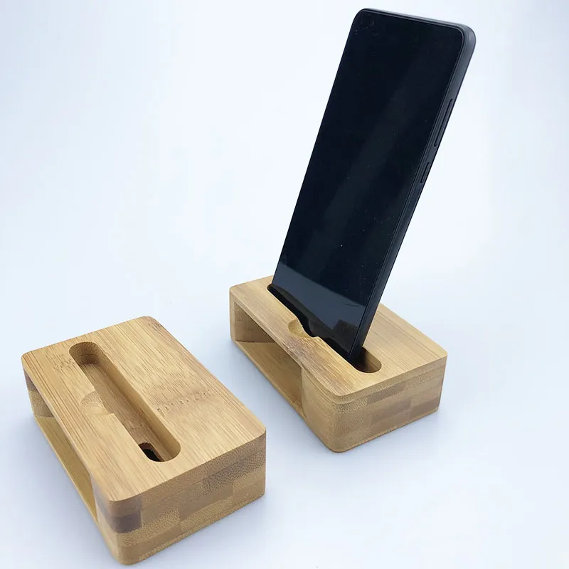 Wooden Mobile Phone Amplifier Loudspeak Natural Bamboo Cellphone Stand Holder Sound Speaker Station High Quality