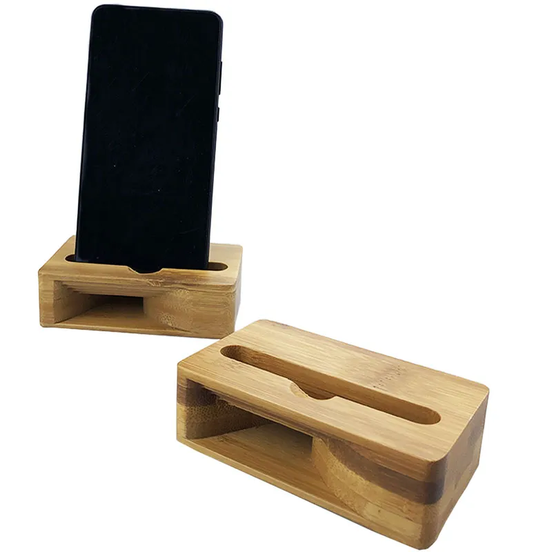 Wooden Mobile Phone Amplifier Loudspeak Natural Bamboo Cellphone Stand Holder Sound Speaker Station High Quality