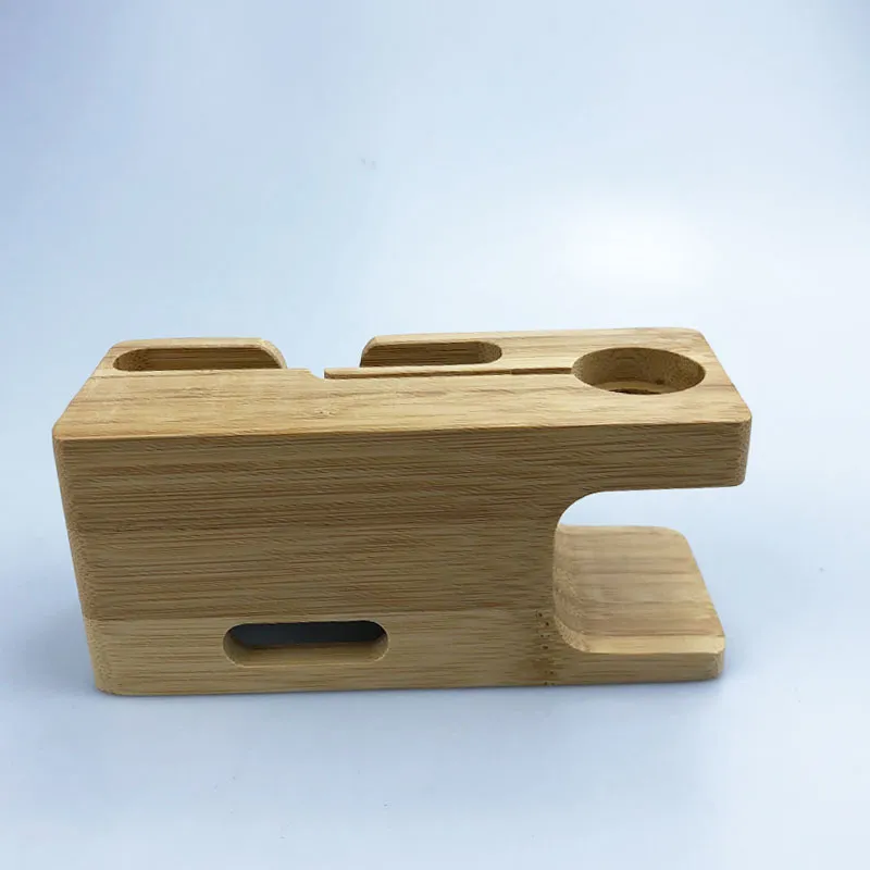 Bamboo Desktop Stand For Apple Watch Iphone Mobile Phone Holder Charging Dock Station