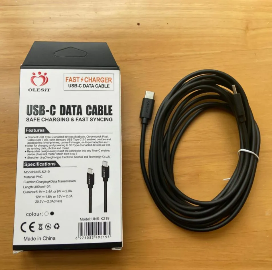 Olesit 10ft 3ft PD Type C Cables to USBC Fast  Cord USB-C Type-c Cable For Xiaomi 