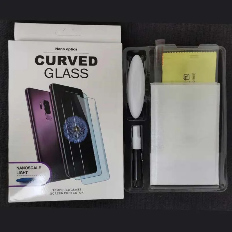 UV Full Adhesive Screen Protector Support Fingerprint Touch Tempered Glass For Samsung Galaxy S24 S23 Ultra S22 S21 S20 Plus Note 20 10 S8 S9 S10