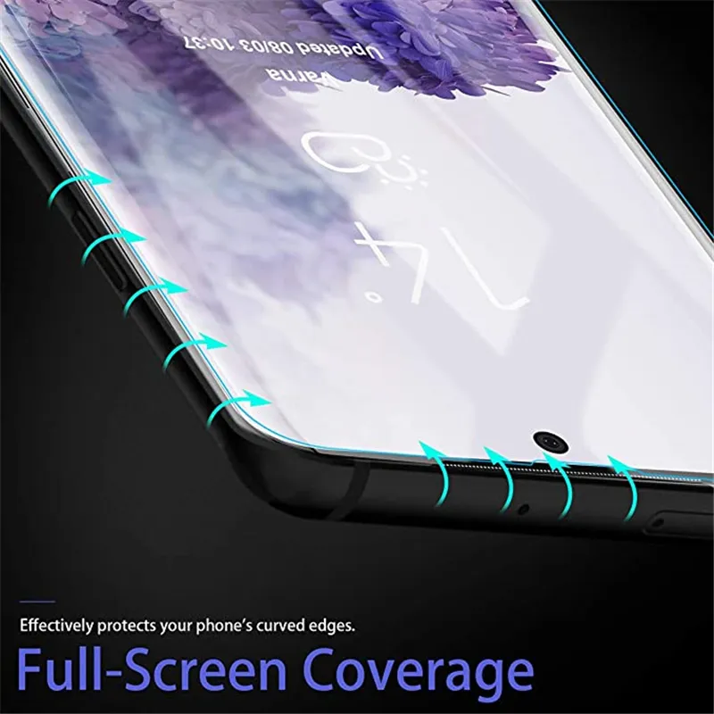 UV Full Adhesive Screen Protector Support Fingerprint Touch Tempered Glass For Samsung Galaxy S24 S23 Ultra S22 S21 S20 Plus Note 20 10 S8 S9 S10