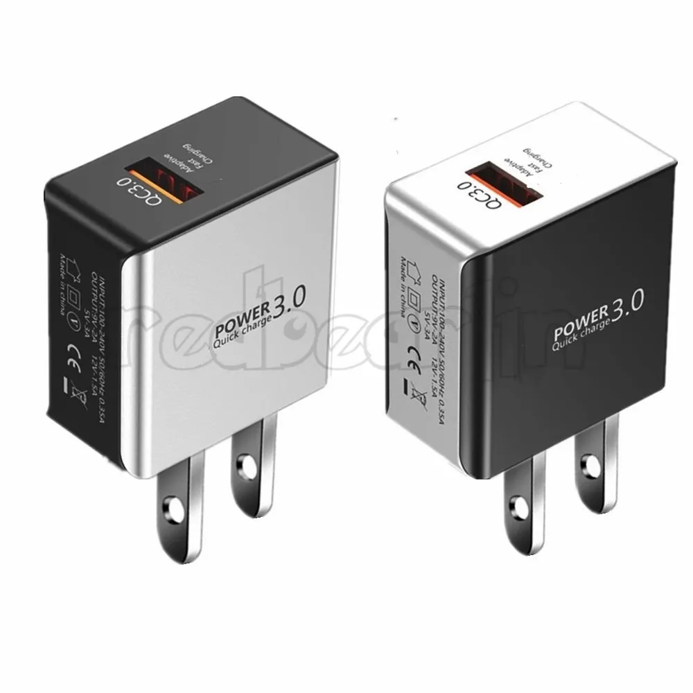 QC3.0 Fast Quick USB wall charger 18W power adapter 5V 3A 9v 2A for Iphone 12 13 14 15 samsung s7 s8 S10 S22 S23 lg android phone Retail package