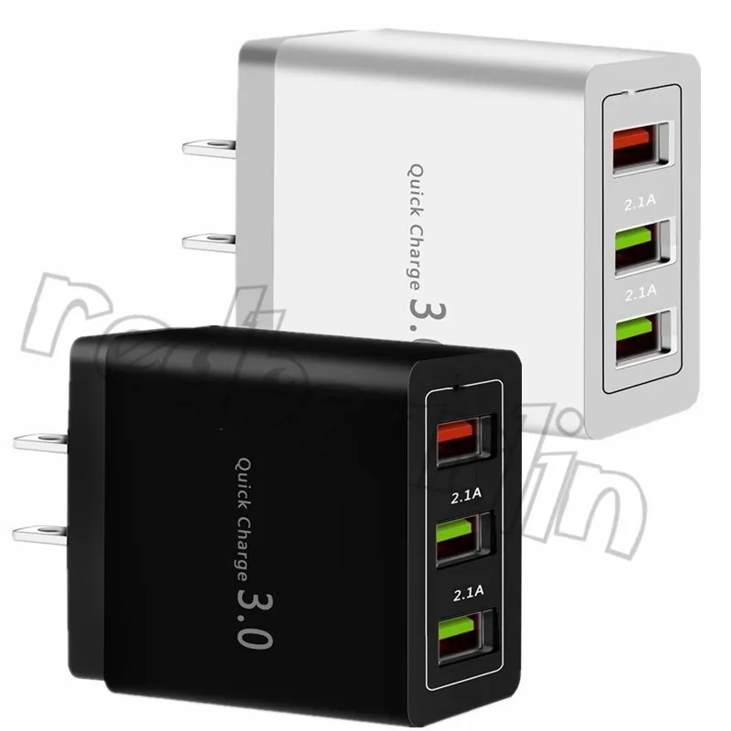 18W Fast Quick Charge Eu US Plug QC3.0 3 Usb Ports Wall Charger For Ipad Iphone 12 13 14 15 samsung Android phone PC mp3