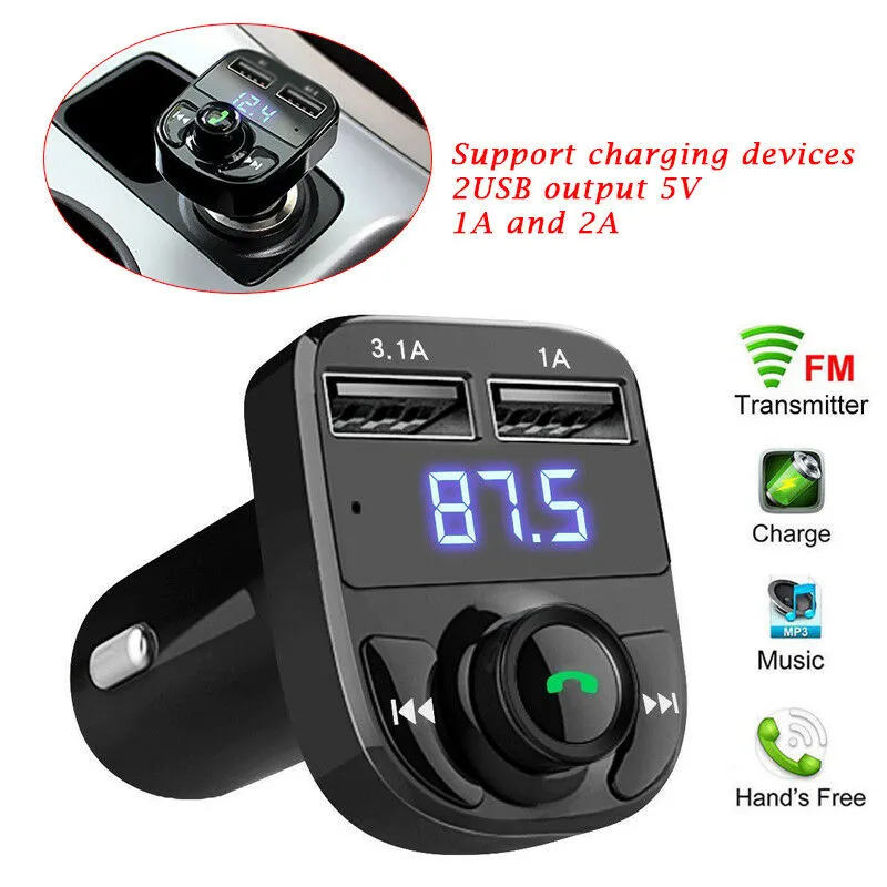 X8 FM Transmitter Aux Modulator Bluetooth Handsfree Kit Audio MP3 Player with 3.1A Quick Charge Dual USB Car Charger Accessorie