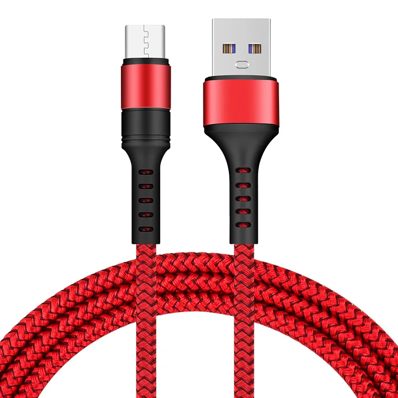 Durable Fast Charger Braided Cables Micro USB Type C Sync Data 1M 3FT 2M 6FT Nylon Cord Cable 5A