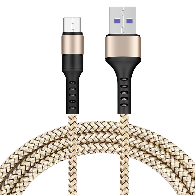 Durable Fast Charger Braided Cables Micro USB Type C Sync Data 1M 3FT 2M 6FT Nylon Cord Cable 5A