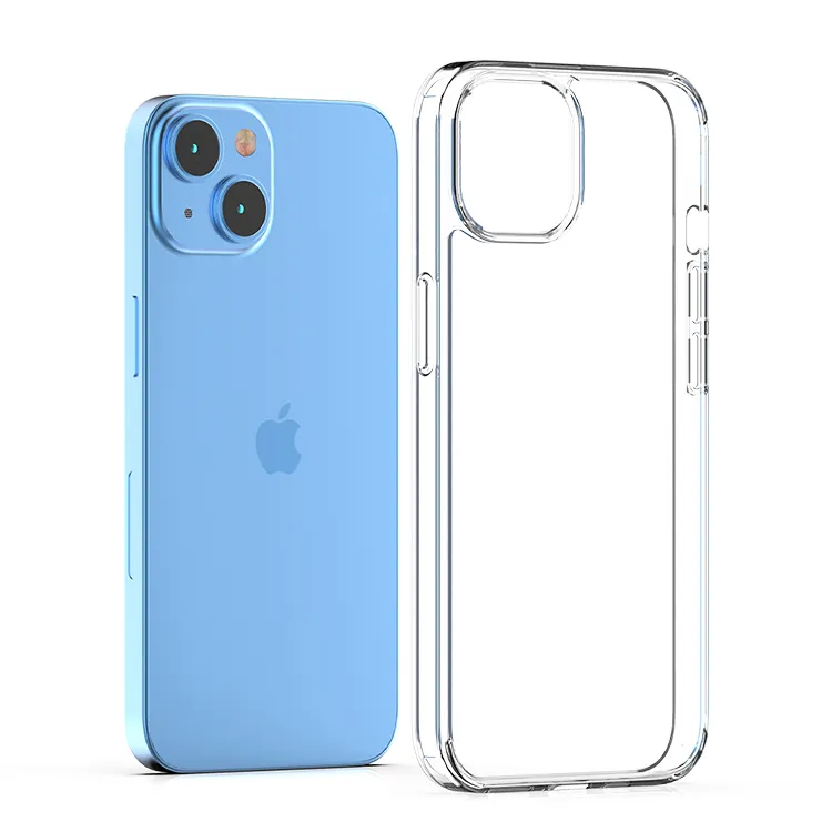 Phone Cases For iPhone 15 Plus Pro Max 14 13 Pro 12 Mini 11 XS Max XR 7 8 SE2 1.5mm Clear Transparent Acrylic TPU Shockproof Mobile Cover Back Shell D1