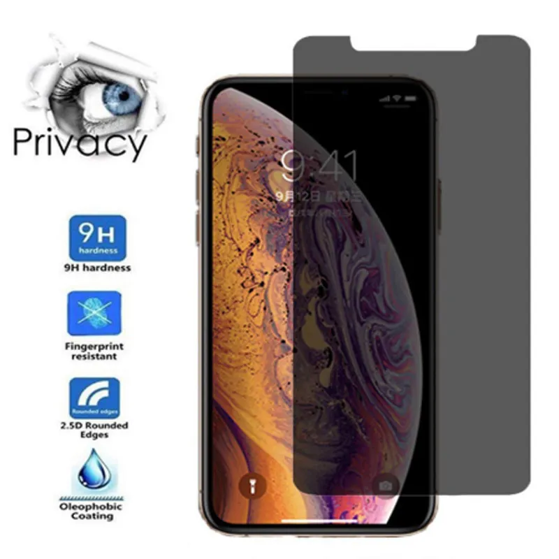 Privacy Screen protector For iPhone 15 pro max 14 plus 13 12 11 Pro Xs Max X XR 7 8 tempered glass Samsung S22 S23 with Paper Box