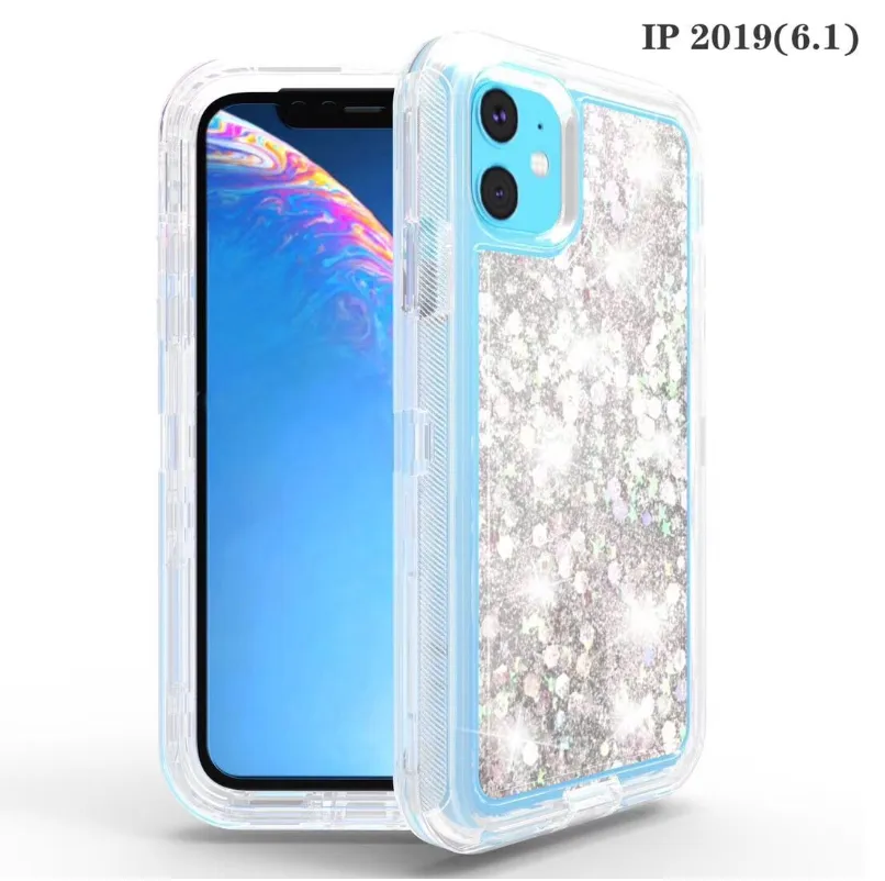 Quicksand Transparent Bling liquid Glitter Protective Cover Shockproof Mobile Phone Case For iPhone XS XR 11 PRO MAX 12 for Samsung S20 plus