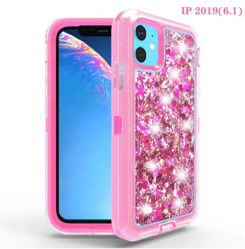 Quicksand Transparent Bling liquid Glitter Protective Cover Shockproof Mobile Phone Case For iPhone XS XR 11 PRO MAX 12 for Samsung S20 plus