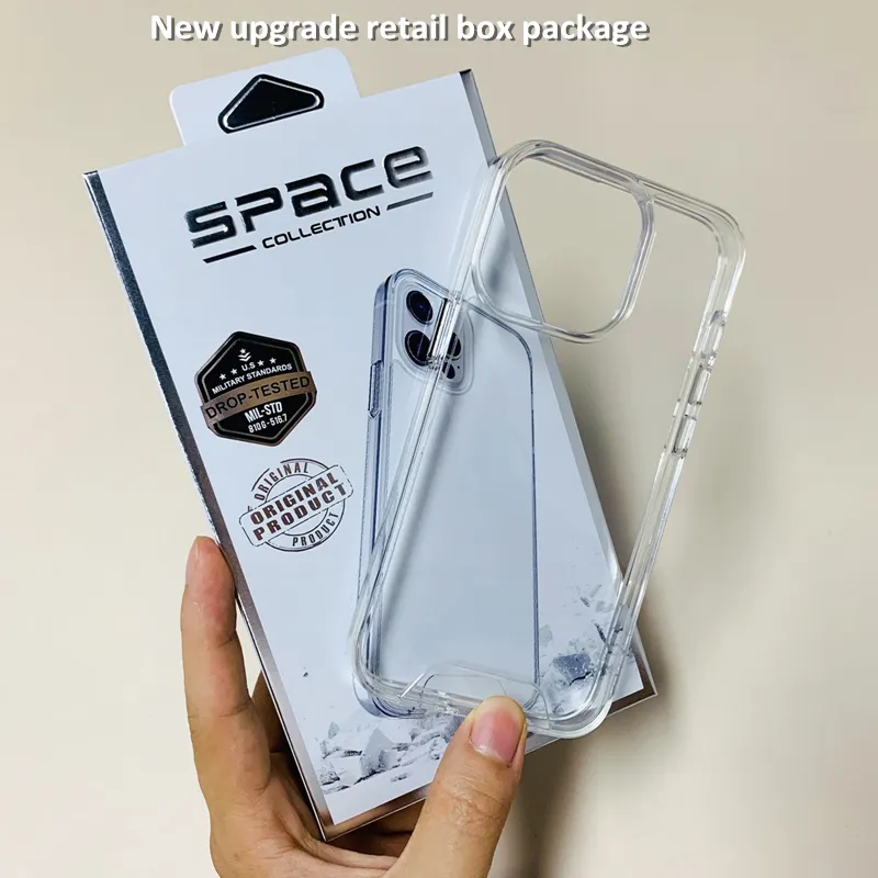 Space case Clear Acrylic Shockproof Cell Phone Cases protect for iPhone 15 14 14Pro Max 13 13Pro 12 Mini 11 Pro Max XR XS 6 7 8 Plus with Retail Box Package S23 S22 S21