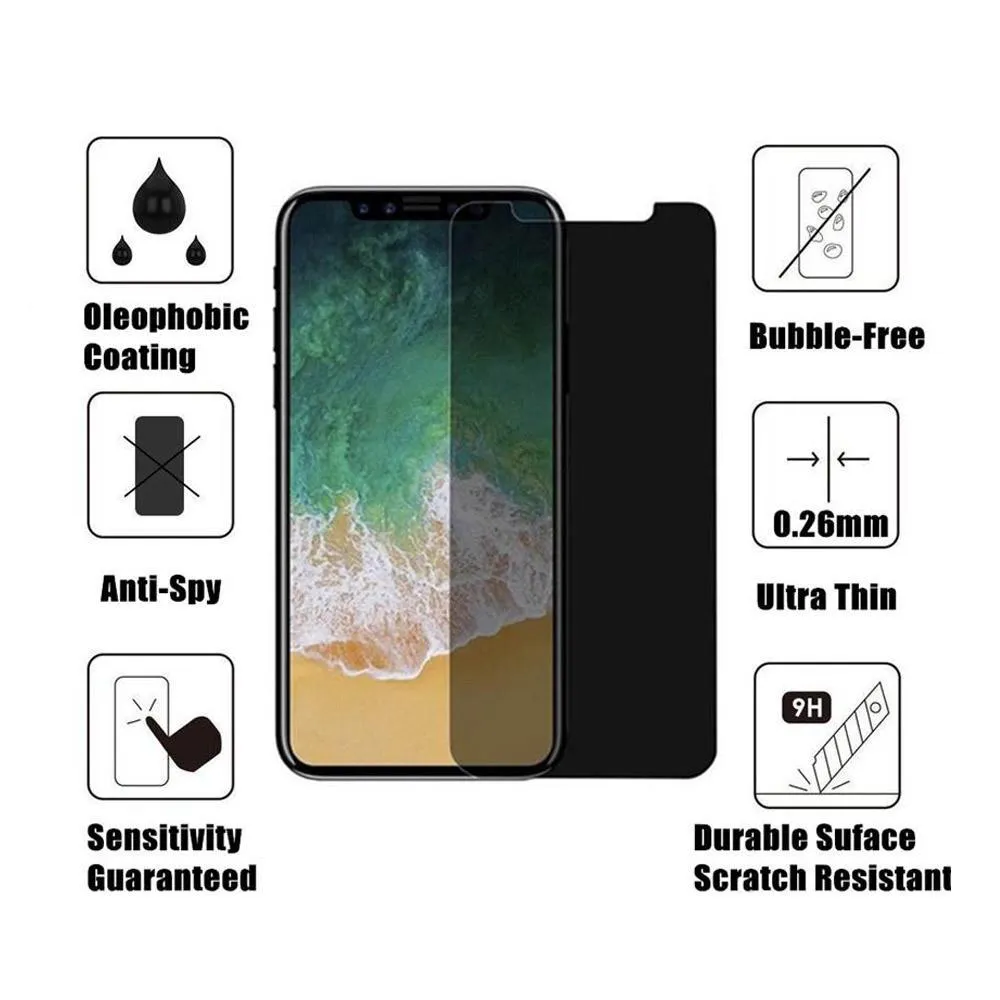 Privacy tempered glass iPhone 11 Pro Max X Xr Xs Max 8 7 6 6S Plus screen protector for For Samsung S7 J7