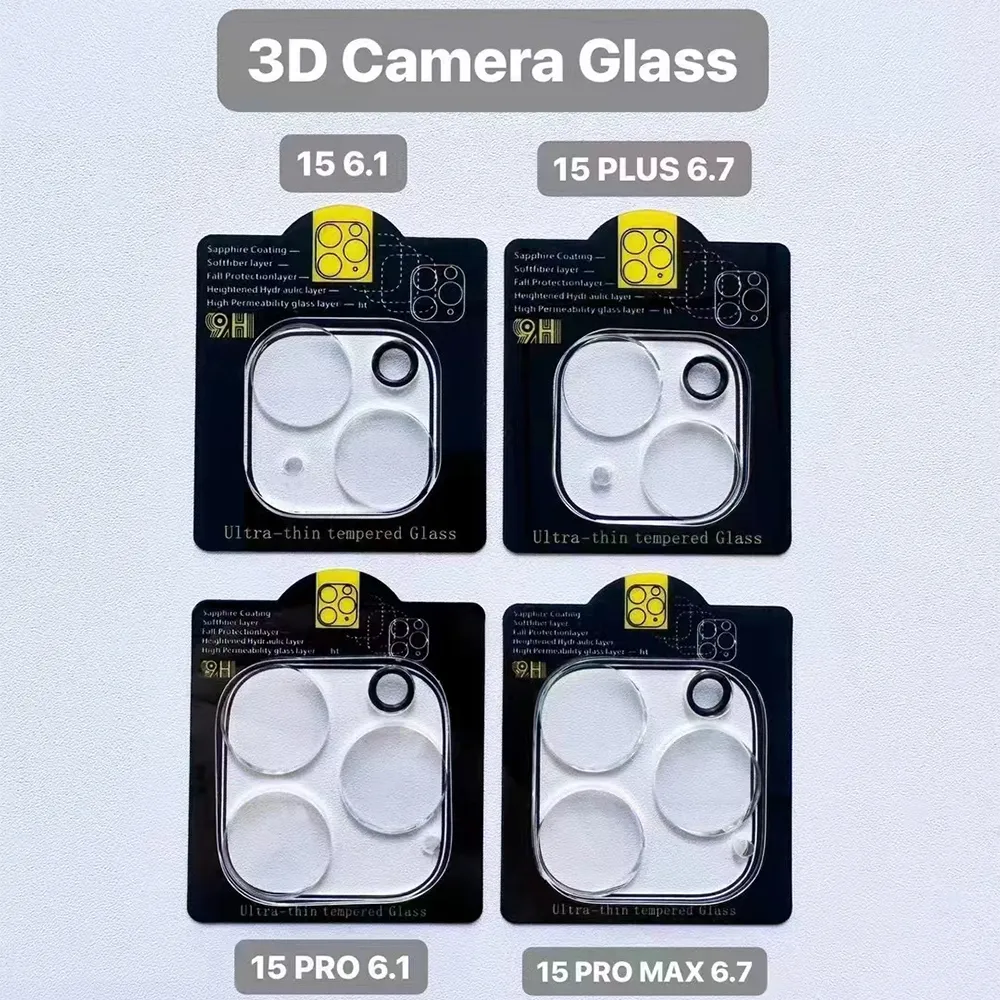 3D Transparent Scratch-Resistant Rear Camera Lens Protector Protective Tempered Glass With Flash Circle For iPhone 15 14 plus 13 12 mini 11 13 Pro Max