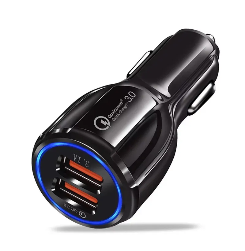 QC3.0 Portable Car Charger Led Quick Charging 12V 3.1A Dual USB Port