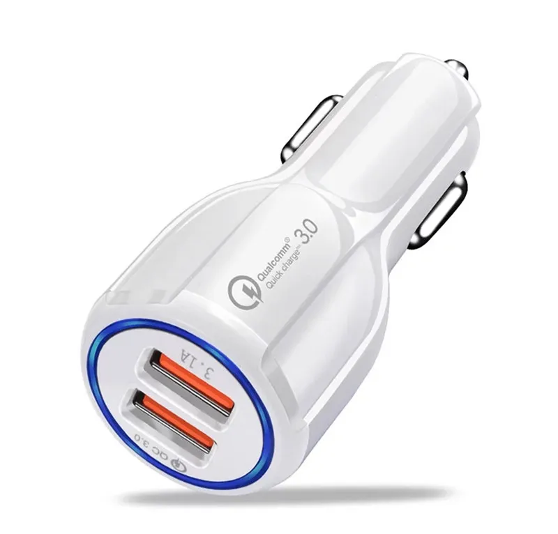 QC3.0 Portable Car Charger Led Quick Charging 12V 3.1A Dual USB Port