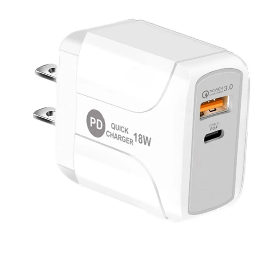 18W 25w Quick Fast Charge QC3.0 PD Type c USB AC Dual Ports Travel Wall Charger Eu US UK Plug For Iphone 7 8 X 11 Samsung Lg Android phone