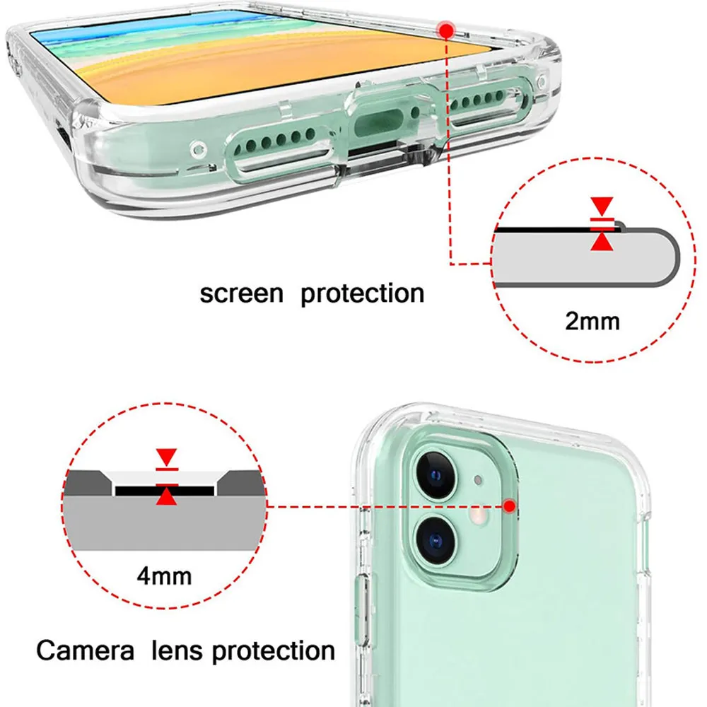 For iPhone 12 11 pro max X XS 7 8 6 6S plus Transparent Soft TPU Case back cover For Samsung back case