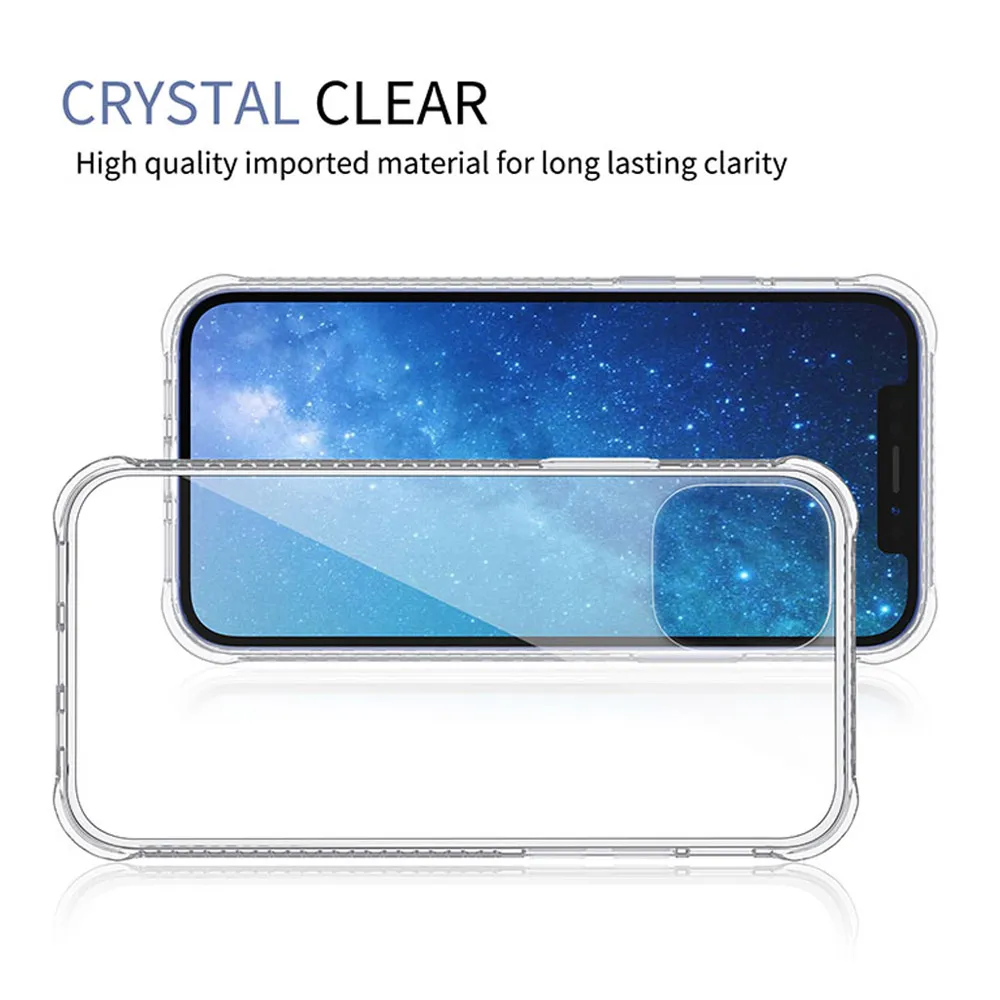 For iPhone 12 11 pro max X XS 7 8 6 6S plus Transparent Soft TPU Case back cover For Samsung back case