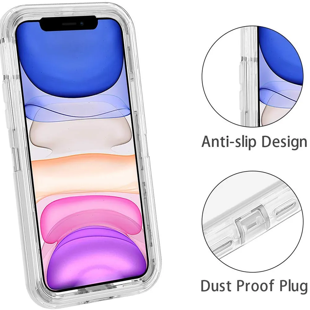 Armor Shockproof Bumper Case For iPhone 12 11 Pro Max XR XS X 6 7 8 Plus Transparent Heavy Duty Protection Hard PC TPU Phone Case