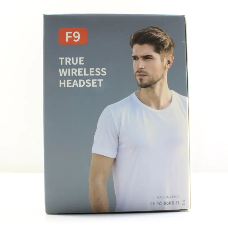 High quality F9 TWS True Wireless Earbuds Bluetooth Headphones Touch Control with Wireless Charging Case Waterproof Stereo Earphones