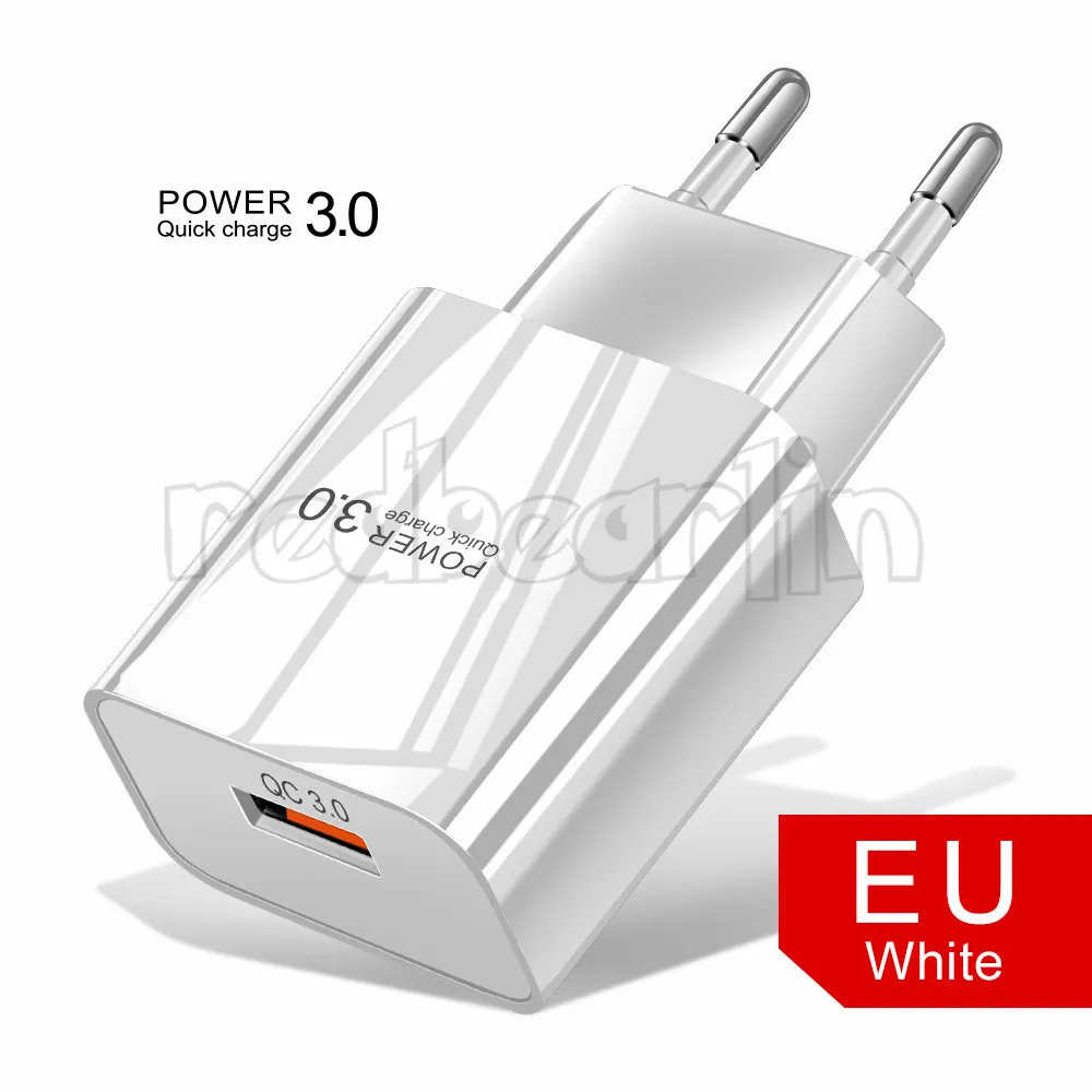 QC3.0 Fast Adaptive chargers Quick Charging Eu US 3A 18W Power Adapter Usb Wall Charger For IPhone 13 14 15 Pro max Samsung Tablet PC Android phone