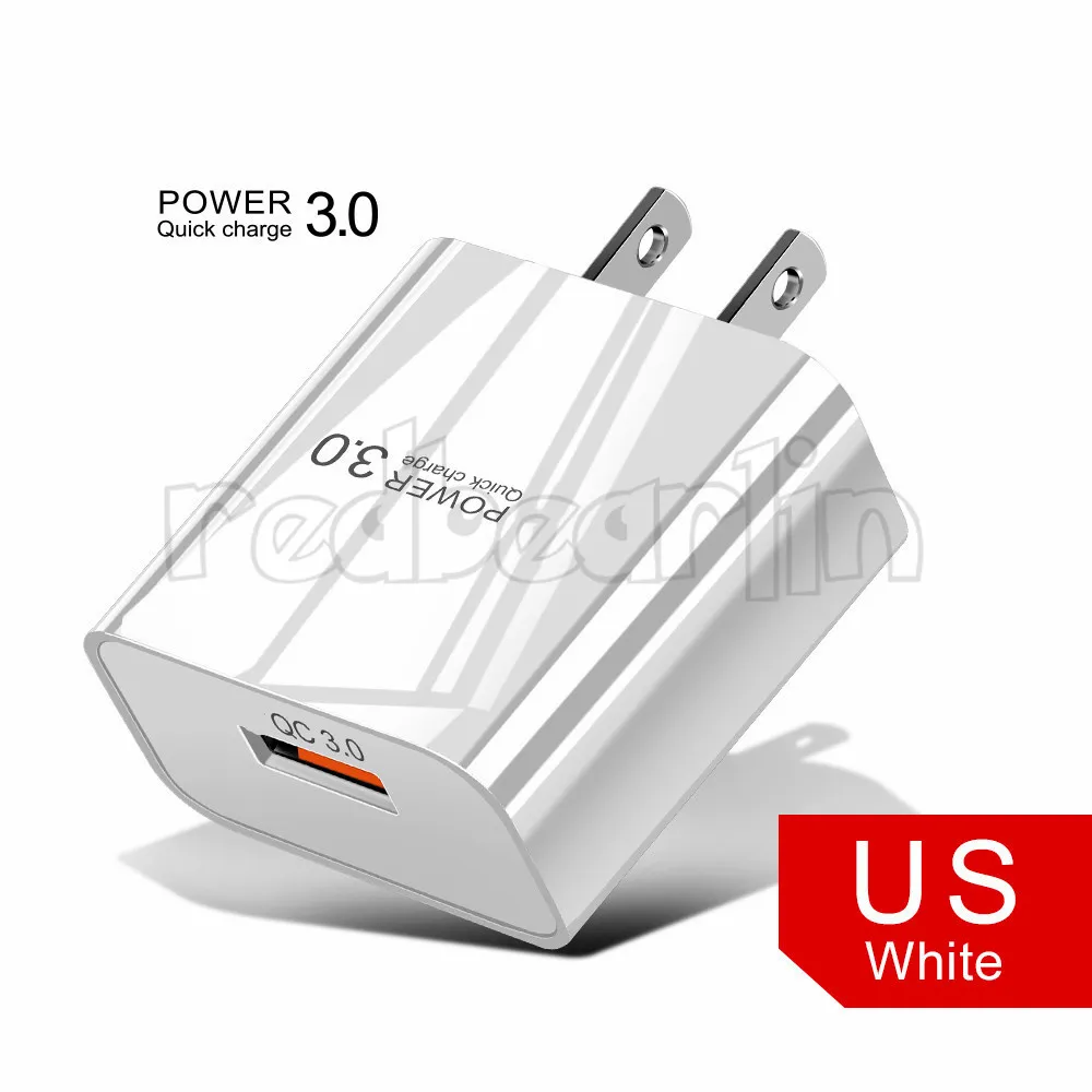 QC3.0 Fast Adaptive chargers Quick Charging Eu US 3A 18W Power Adapter Usb Wall Charger For IPhone 13 14 15 Pro max Samsung Tablet PC Android phone