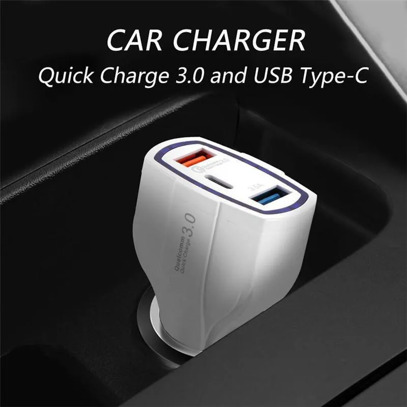 35W Car Charger PD Type C Usb Ports 7A Fast Charging Car charger Dual USB auto Adapter for all Mobile Phone Charger With Retail Box