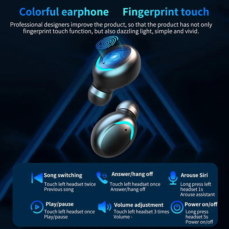 F9-5C TWS BT V5.0 Wireless Headphones Earphones 9D Stereo Sport Waterproof Earphone Touch Control Bass Sound Headset F9 F9-5 Earbuds