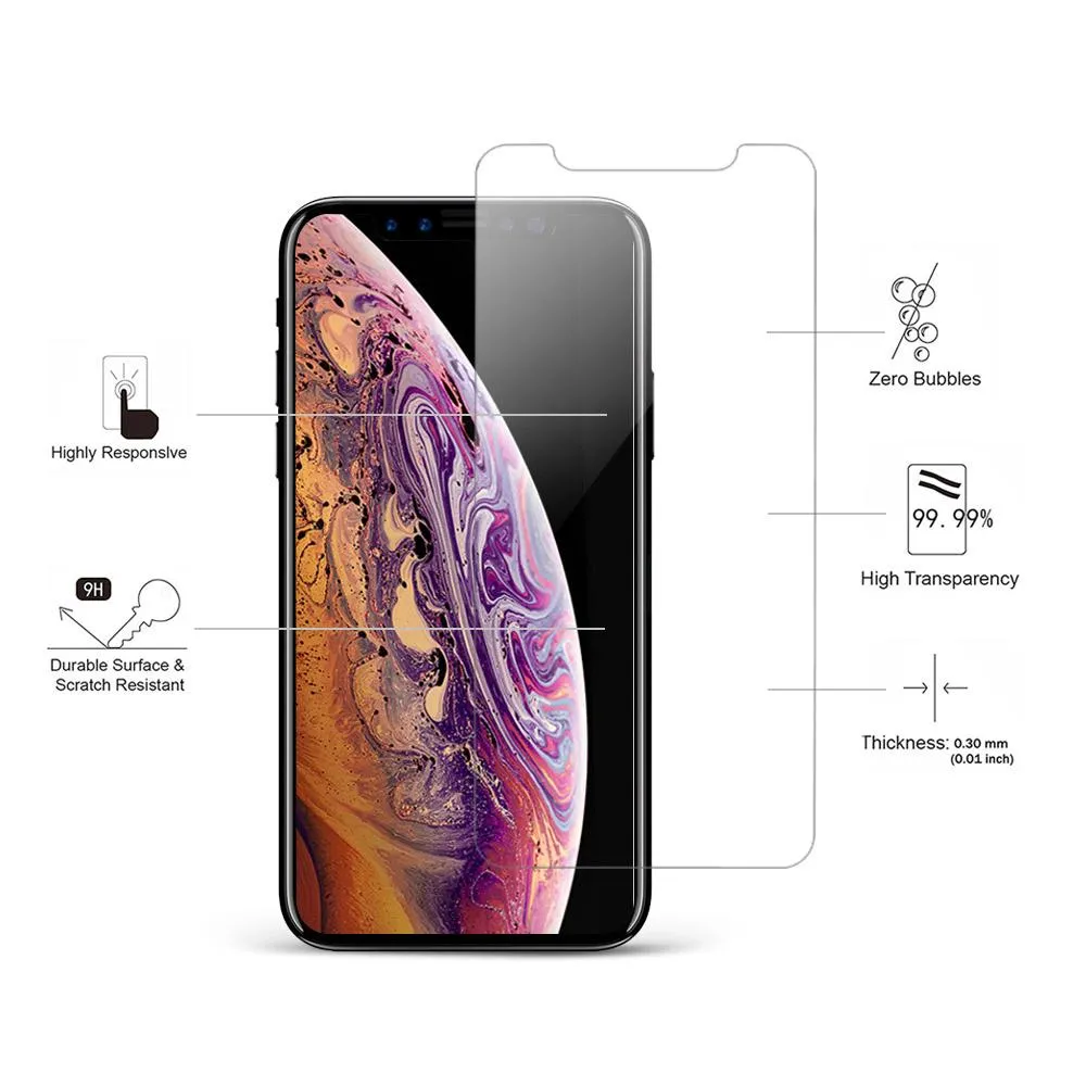 Cell Phone Scratch Resistant Screen Protector Compatible with iPhone 11 12 13 14 Pro Max 7 8Plus XR Samsung S20 Tempered Glass with Retail Packing