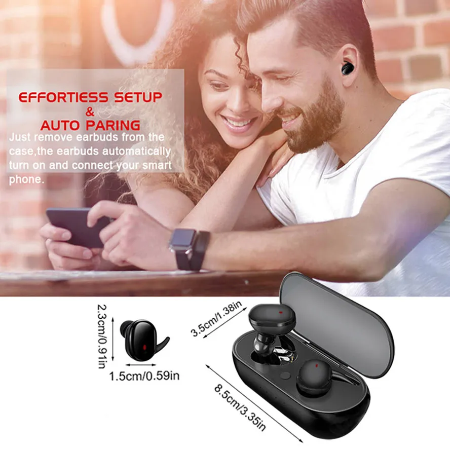 Y30 Wireless Headset Sports Button Mini Bluetooth Earbuds 5.0 Touch Earphone with Microphone