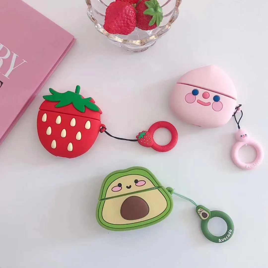 3D cute lovely cartoon fruit animal Headphone accessories for apple airpods 2 3 pro 2 case earphone charger box protective cover