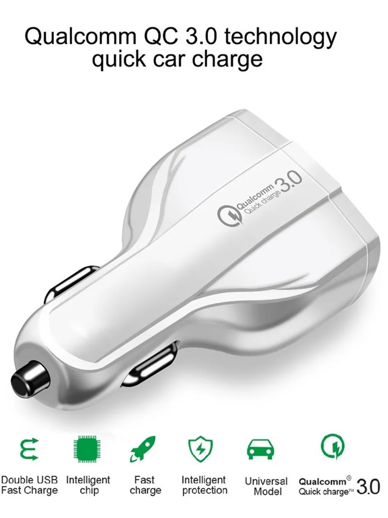 3 in 1 Type C Dual USB Car Charger 5A PD Quick Charge QC 3.0 Fast Charger Phone Charging Adapter for xiaomi iphone android phone