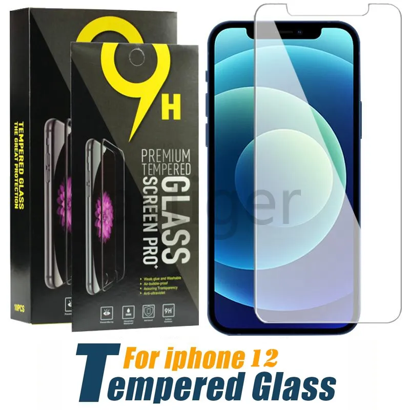 Screen Protector Tempered Glass for iPhone 15 14 13 12 mini 11 Pro X XS Max XR 7 8 Plus LG stylo 6 Samsung A51 A71 A52 A72 Protect Film 9H 0.33mm with Paper retail Box