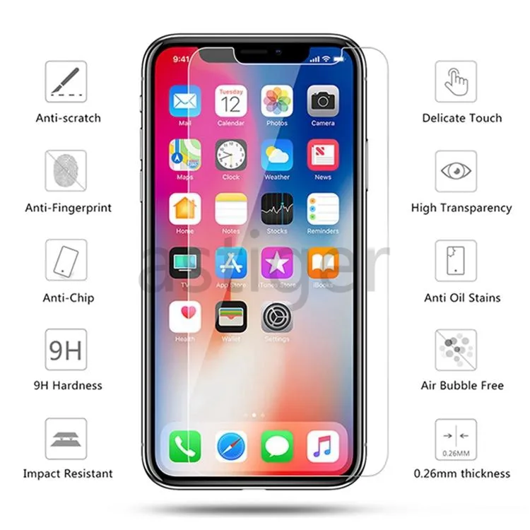 Screen Protector Tempered Glass for iPhone 15 14 13 12 mini 11 Pro X XS Max XR 7 8 Plus LG stylo 6 Samsung A51 A71 A52 A72 Protect Film 9H 0.33mm with Paper retail Box