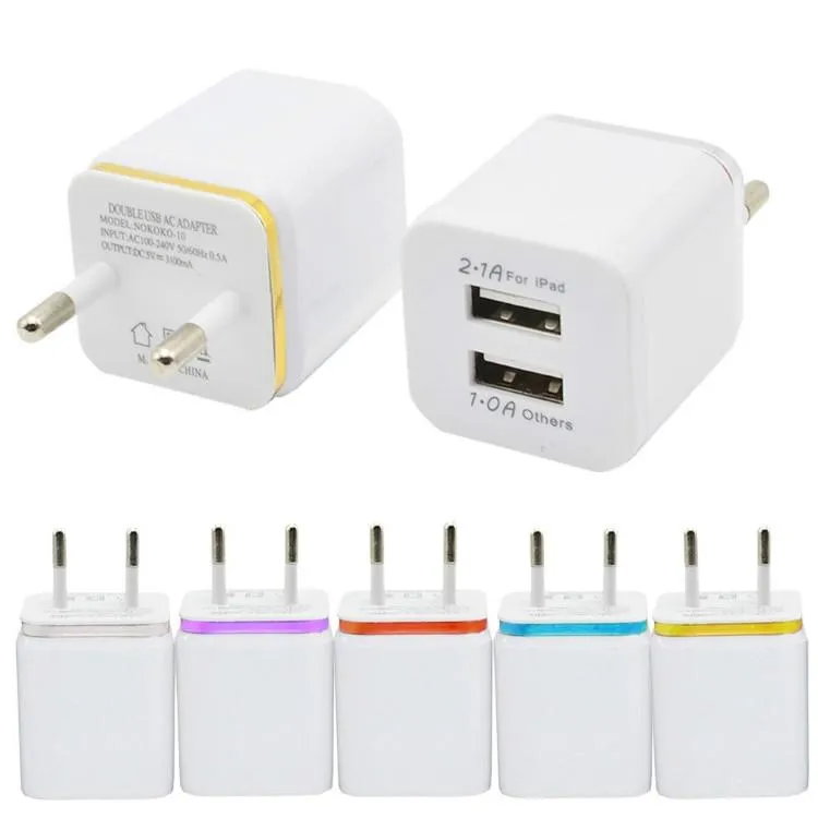 Metal Dual USB wall US plug 2.1A AC Power Adapter Wall Charger Plug 2 port for samsung galaxy note LG tablet huawei xiaomi