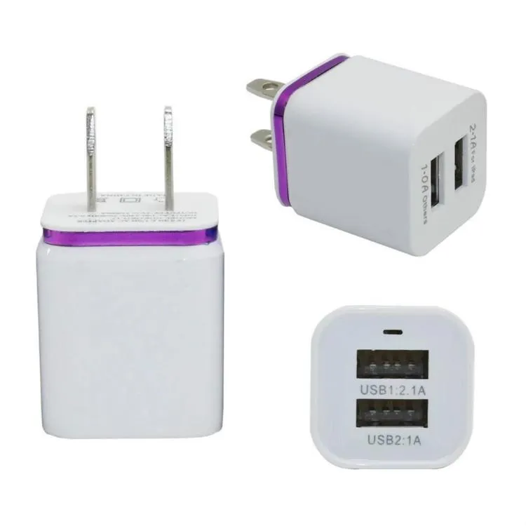 Metal Dual USB wall US plug 2.1A AC Power Adapter Wall Charger Plug 2 port for samsung galaxy note LG tablet huawei xiaomi